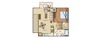 1 bed 1 bath Teak Floor Plan at The Loree, Jacksonville