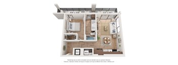 The Canal 1 Bedroom 1 Bathroom Floor Plan