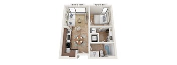 The Decatur 1 Bed 1 Bath Floor Plan