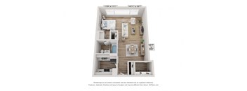 2 bedroom 2 bathroom floor plan at The Lafayette, Norfolk, VA