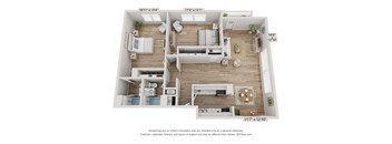 2 bedroom 2 bathroom Floor plan at The Lafayette, Norfolk