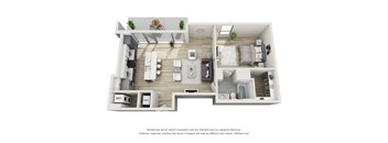1 bedroom 1 bathroom penthouse apartment floor plan  at The Locks Tower, Richmond