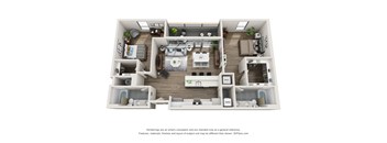 2 bedroom 2 bathroom penthouse apartment floor plan  at The Locks Tower, Virginia, 23219