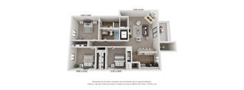Riverton Floor Plan at The Reserve At Barry Apartments, Kansas City, 64154