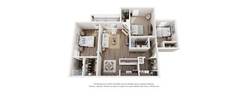 2 bed 2 bath Cedar Floor Plan at The Timbers, Richmond, VA, 23235