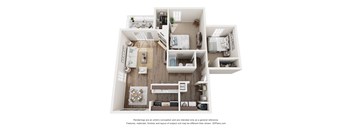 2 bed 1 bath Hickory Floor Plan at The Timbers, Richmond, VA