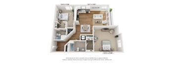 B2/B7 Floor Plan at The Waterford At Rocketts Landing Apartments, PRG Real Estate, Virginia