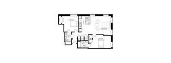  B2 Floor Plan at The Locks Apartments, Richmond, Virginia