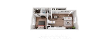 Villes 1 bedroom 1 bathroom  Floor Plan at The Courtyards of Chanticleer Apartments, Virginia Beach, Virginia