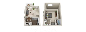 The Lakehurst Floor Plan at Woodcreek Apartments, North Carolina, 27511