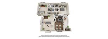 The Somerville Floor Plan at Woodcreek Apartments, Cary, NC