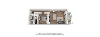 The Cove floor plan - 1 bedroom, 1 bathroom apartment