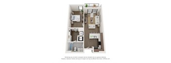 The Laguna floor plan - 1 bedroom, 1 bathroom apartment