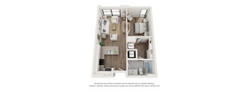 The Inlet floor plan - 1 bedroom, 1 bathroom apartment