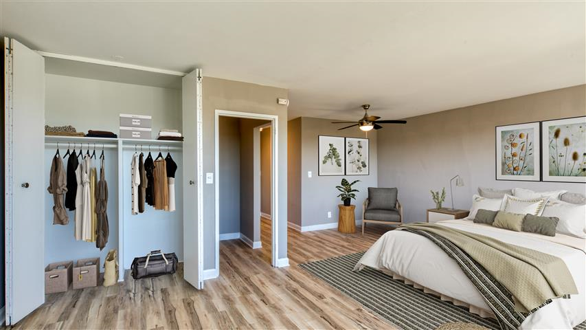 Bedroom with cozy bed at The Lafayette, Norfolk