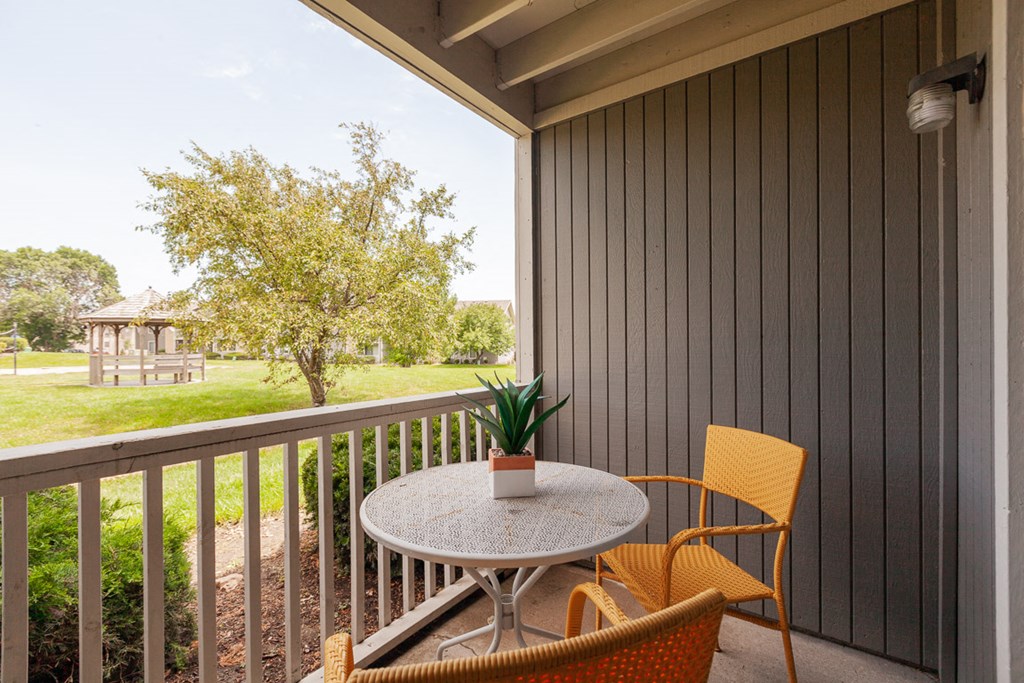 Patio Area at The Reserve At Barry Apartments, Missouri