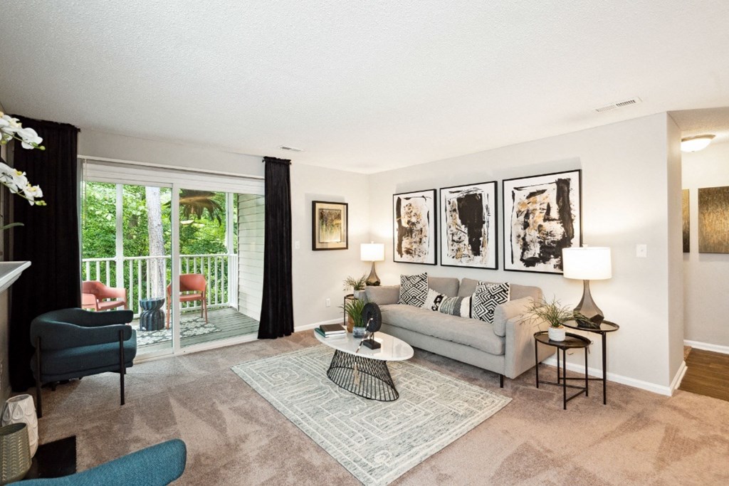 our apartments offer a living room with a fireplace at Park Ridge Estates, Durham