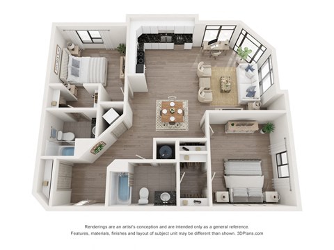 Scorpio 2 Bedroom Floor Plans at The Constellation Apartments, PRG Real Estate, Hampton, 23669