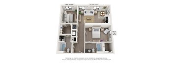 Virgo 2 Bedroom Floor Plans at The Constellation Apartments, PRG Real Estate, Hampton, 23669