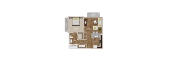 1 Bedroom and 1 Bathroom space with 2 balconies at Park at Rialto Apartments, Texas