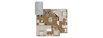2 Bedroom and 2 Bathroom with kitchen island and large patio at Park at Rialto Apartments, Texas, 78257