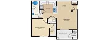 One Bedroom & One Bathroom. Open Floor Plan with Living Room and Dining Area. Walk-In-Closet, Private Patio with Storage.