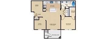 Stunning One Bedroom & One Bathroom with a Den. Cozy Dining Room and open Living Room. Kitchen Island, Private Patio with Storage Unit.