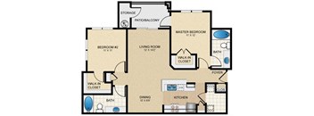 Two Bedrooms & Two Baths. Kitchen Island with Pantry. Dining Room and Living Room with Private Patio and Storage Closet.