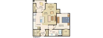 One Bedroom & One Bathroom. Open Floor Plan with Dining and Living Space. Bedroom has walk-in-closet. Kitchen Island great for entertaining. Private Patio with Storage Closet. 823 Square Feet