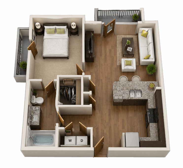 1Bed/1Bath - Two Balconies