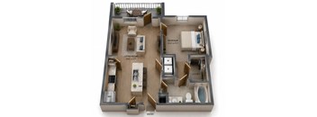 One Bedroom and One Bathroom with Tub. 624 Square Feet.
