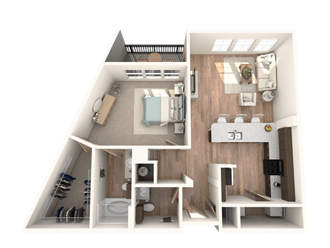 1x1.5 Bedroom at District at Medical Center, San Antonio, Texas