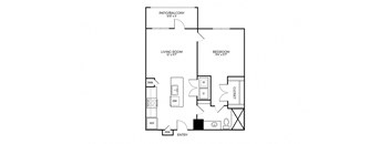 One Bedroom and One Bathroom with Walk In Shower. 607 Square Feet.