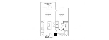 One Bedroom and One Bathroom with Tub. 672 Square Feet.