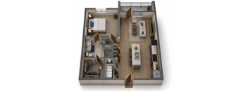 One Bedroom and One Bathroom with Walk In Shower. 672 Square Feet.