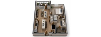 One Bedroom and One Bathroom with Small Balcony. 741 Square Feet