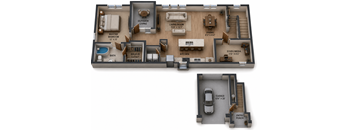 Largest One Bedroom & One Bathroom. Attached Garage. Bedroom offers Walk-In-Closet, Kitchen Island, Study/Den Area, and cozy Private Patio.