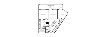One Bedroom and One Bathroom with Walk-In Shower. Features Den and Full Size Balcony. 858 Square Feet