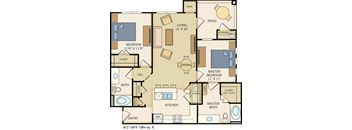 Large Two Bedroom & Two Bathroom. Bedrooms on opposite sides. One Bedroom offers a walk-in -closet. Open Floor Plan with Kitchen Island. Patio with Storage Closet. 1084 Square Feet.