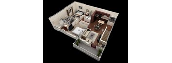 2 bed 2 bath floor plan at Overlook at Stone Oak Park Apartments, San Antonio, 78258