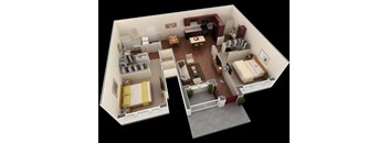 2 bed 2 bath floor plan A at Overlook at Stone Oak Park Apartments, San Antonio, Texas