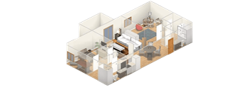 a floor plan of a home with a green and white color scheme