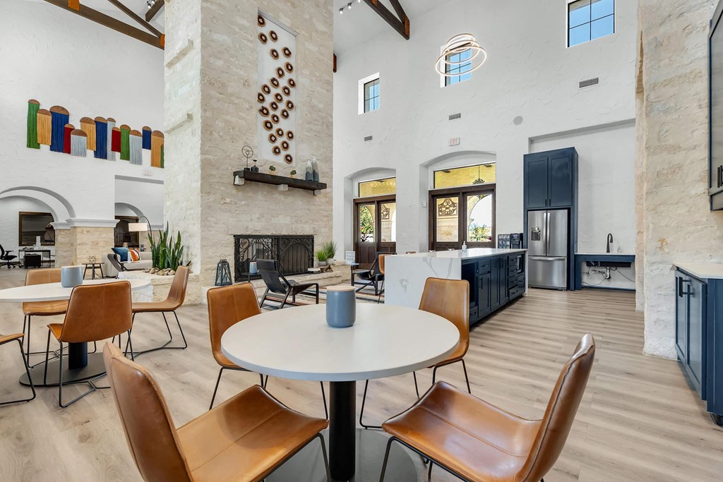 Clubhouse With Gourmet Kitchen & Fireplace at Mission Hills Apartments, San Antonio, Texas