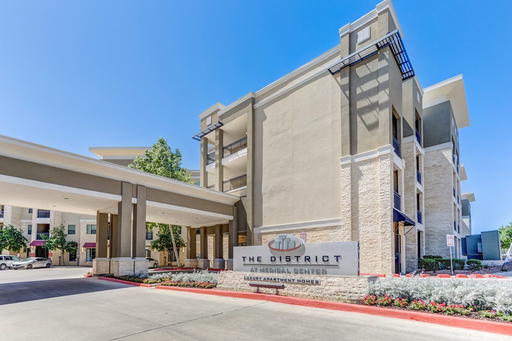 Entrance to Property & Leasing Office Parking at District at Medical Center, San Antonio