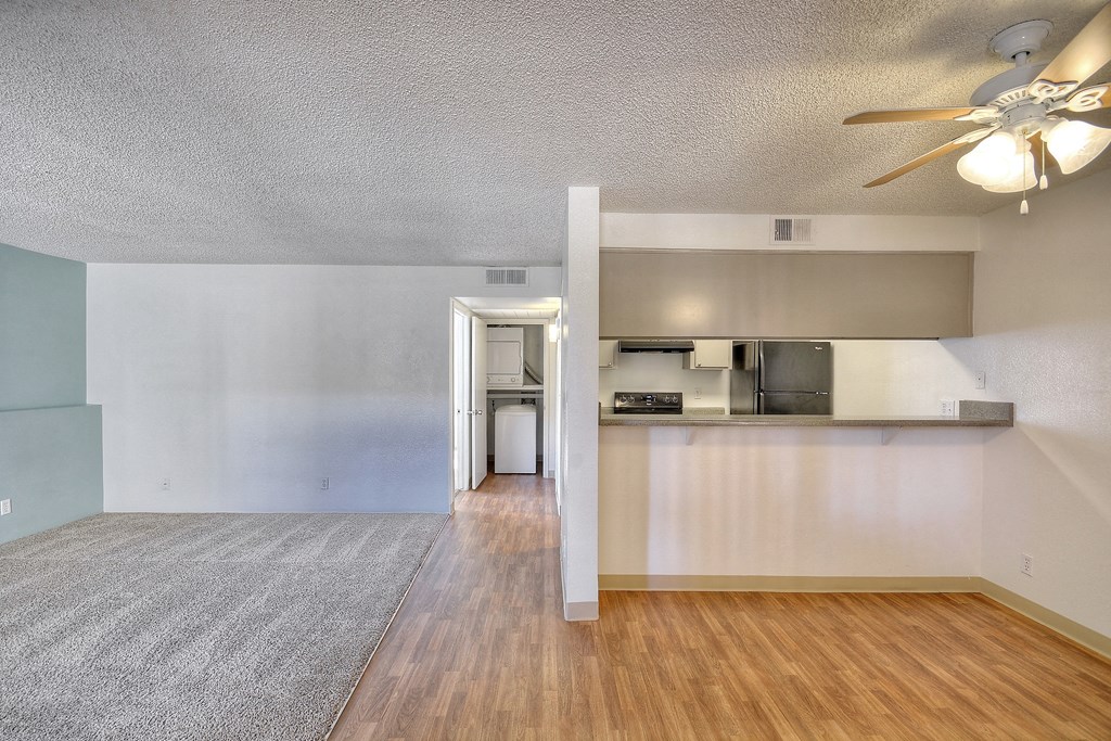 open floor plan of the living room and kitchen