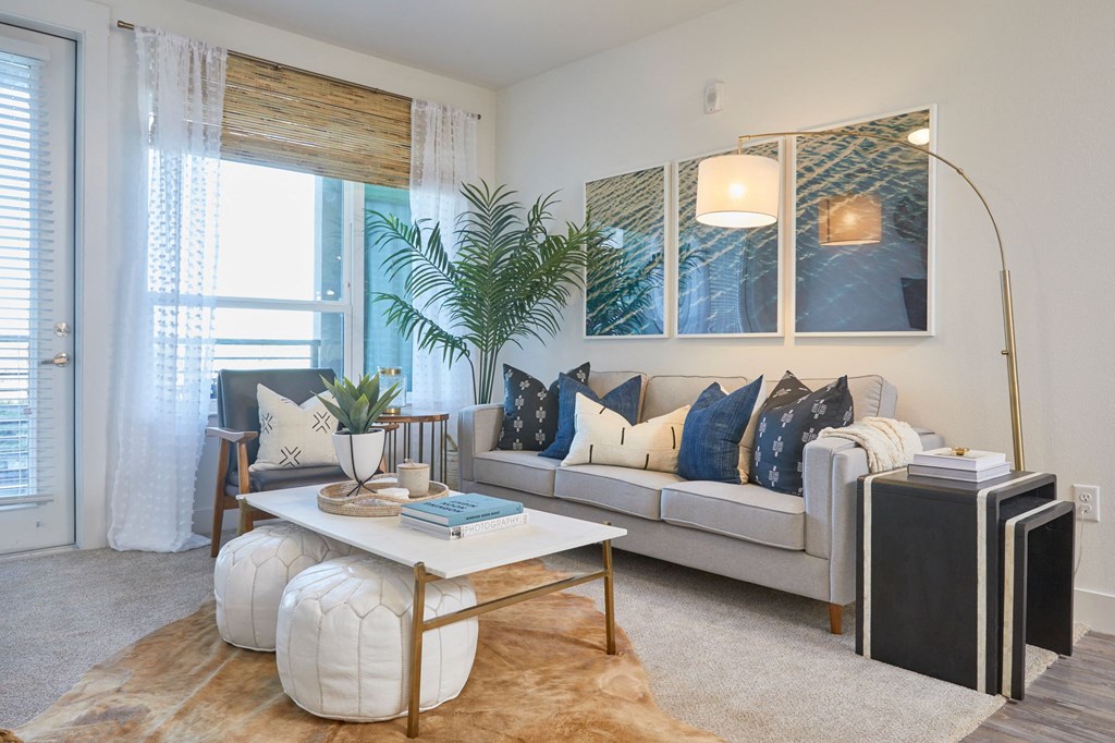 Living Room with Door to Patio/Balcony at Addison Medical Center Apartments, San Antonio, TX, 78229