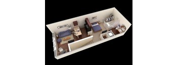 Studio 1 bath floor plan at Overlook at Stone Oak Park Apartments, San Antonio, TX