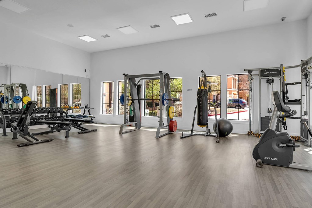 Fitness Center & Free Weights & TV at Mission Hills Apartments, San Antonio, Texas