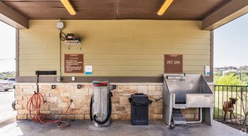 Dog washing station at Overlook at Stone Oak Park apartments