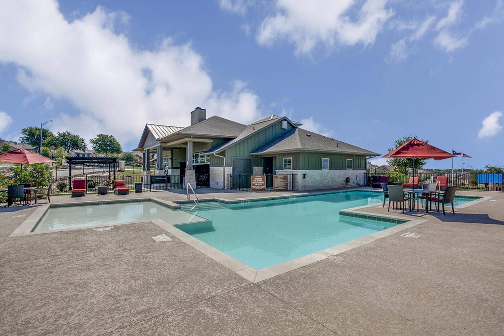 Sparkling Pool at Overlook at Stone Oak Park Apartments, San Antonio, Texas